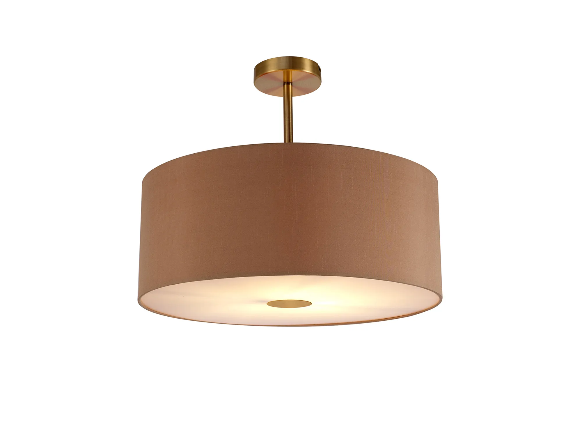 Baymont 50cm Semi Flush 1 Light Antique Brass, Antique Gold/Ruby, Frosted Diffuser